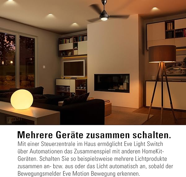 Eve Light Switch Smarter Lichtschalter Apple HomeKit Einfach  Wechsel  Kreuzschaltung kompatibel mit Mehrfachschaltern Zeitplne anpassbares Design keine Bridge ntig BluetoothThread