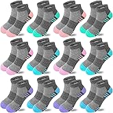Bemeol Girls Socks 12 Pairs Kids Ankle Athletic Cotton Sports Low Cut Socks for Girl