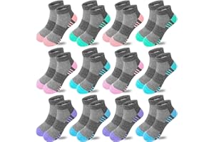 Bemeol Girls Socks 12 Pairs Kids Ankle Athletic Cotton Sports Low Cut Socks for Girl