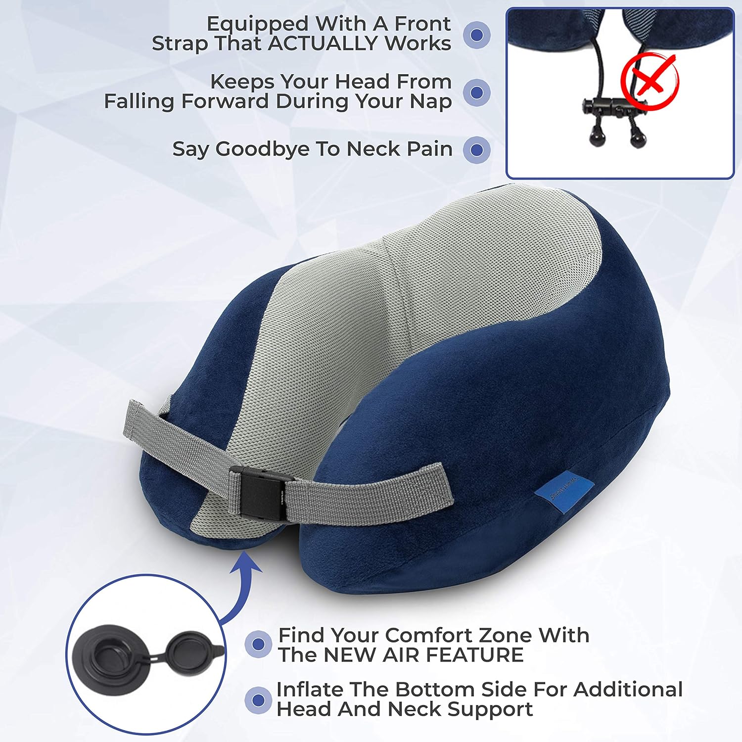 SWEET SIESTA - New AIR Feature - Memory Foam Travel Pillow with Vertical Adjustment - Travel Pillow - Support Travel Neck Pillow - Long Flight Airplane Pillow - Best Travel Pillows for Airplanes: Kitchen & Dining