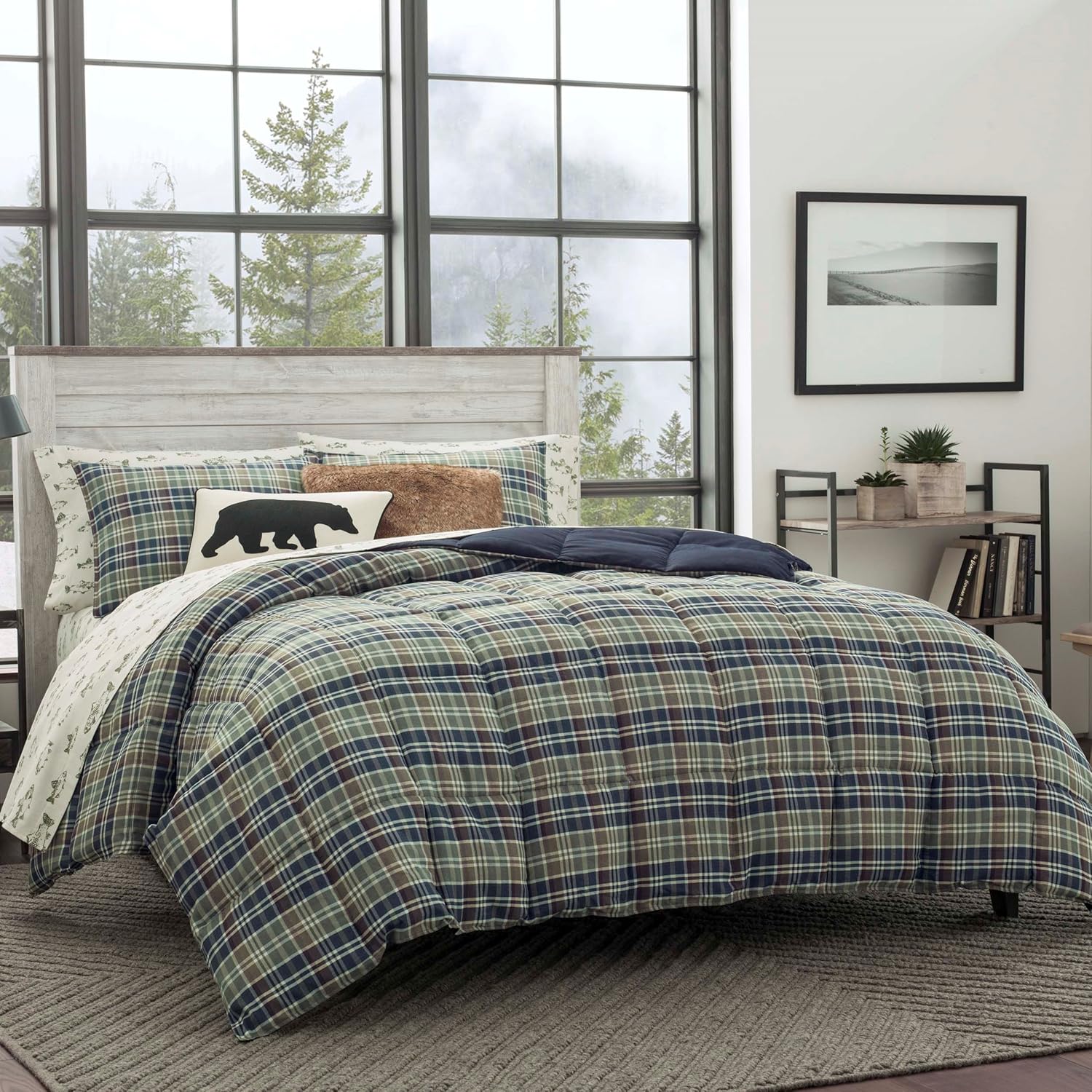 Eddie Bauer Rugged Plaid Comforter Set, Twin, Dune