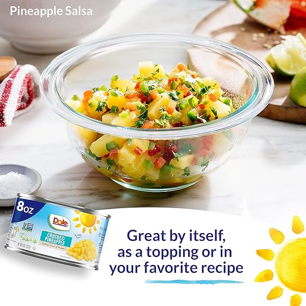 DOLE CANNED FRUIT, CRUSHED PINEAPPLE IN 100% PINEAPPLE JUICE, GLUTEN FREE, PANTRY STAPLES, 8 OZ, PACKAGING MAY VAY