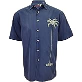 Bamboo Cay Men's Single Palm Embroidered Hawaiian Shirt