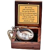 Be Strong and Courageous, Joshua 1:9, Solid Brass Directional Engraved Compass, Baptism Gifts for Boys Girls, First Communion, Christian Gifts for Men, First Confirmation Gifts for Boys