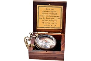 TA DIZAYN Be Strong and Courageous, Joshua 1:9, Solid Brass Directional Engraved Compass, Baptism Gifts for Boys Girls, First Communion, Christian Gifts for Men, First Confirmation Gifts for Boys