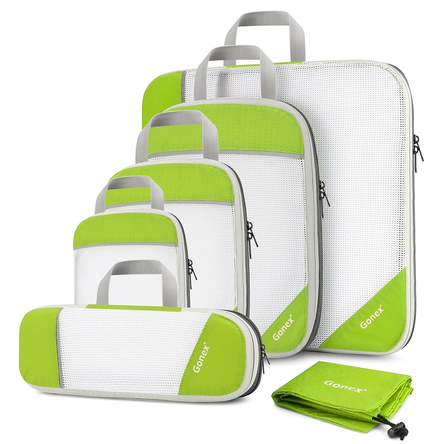 Gonex Compression Packing Cubes Mesh Organizers L+M+S+XS+Slim+Shoe Bag