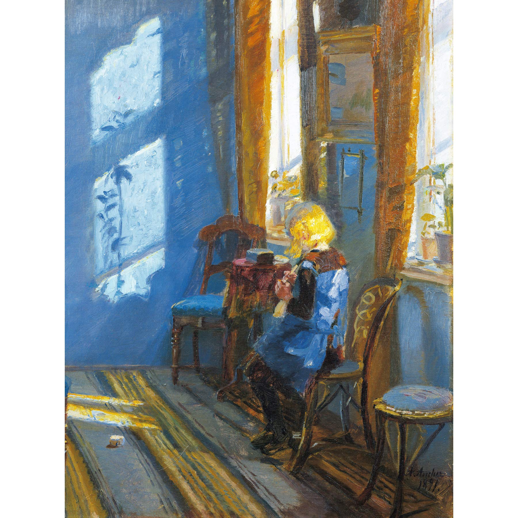 Anna Ancher Sunlight In The Blue Room Extra Large Wall Art Print Premium Canvas Mural
