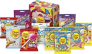 Caja Regalo Bolsas Chupa Chups y Mentos, Caramelos y Golosinas, 10 bolsas (Total 1,348 gr.)