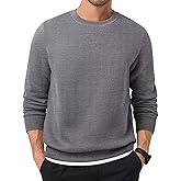 Dokotoo Men Men's Crewneck Sweatshirts Soild Color Fall Warm Fleece Sweaters Long Sleeve Casual Pullover Shirt