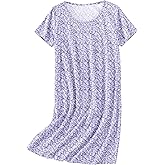 Ekouaer Nightgowns for Women Cotton Sleepshirts Short Sleeve Nightshirt Tshirt Night Gown Casual Sleepdress Comfy Nightdress