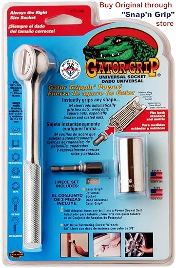 Inditradition Gator Grip Self-Adjusting Socket Wrench With Adapter & Handle (7-19mm)