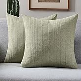 FUTEI Sage Green Decorative Throw Pillow Covers 18x18 Inch Set of 2,Soft Linen Striped Texture Cushion Case,Farmhouse Home Decor for Couch Bed Living Room