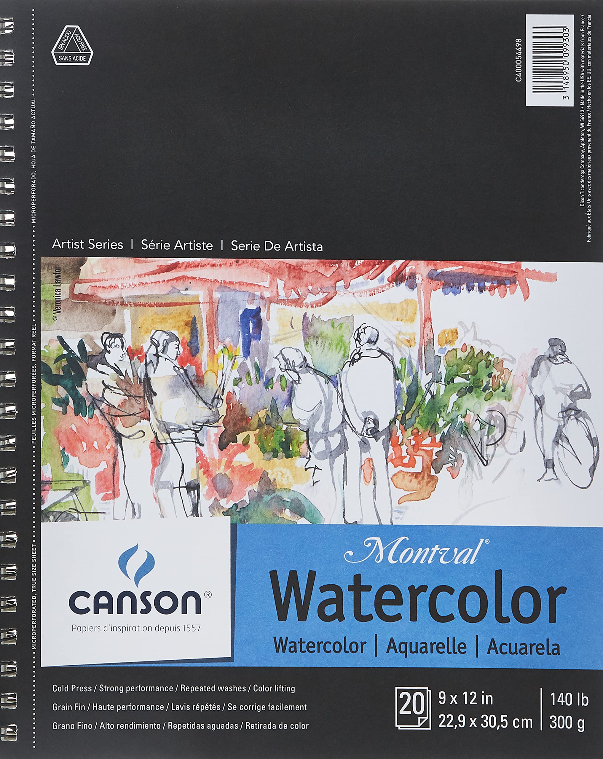 Canson Watercolor Pad 9-inch x 12-inch 20 Sheets