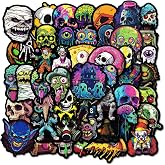 insidemoon 50 Pieces Gothic Horror Stickers for Laptop Water Bottle, Cool Skull Monster Stickers for Scrapbook Luggage Guitar Skateboard Bicycle Car, Thriller Vinyl Stickers Decals
