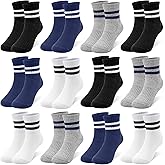 SPTRAMLE 12 Pairs Kids Socks Toddler Cotton Athletic Socks for Boys 1-12 Years