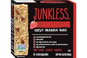 Junkless Chewy Granola Bar Non-GMO, low sugar, great tasting (Real Strawberries, 1.1 Ounce (Pack of 6))