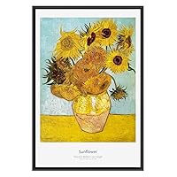 SIGNWIN Framed Canvas Wall Art Twelve Sunflowers by Vincent Van Gogh Canvas Prints Home Artwork Decoration for Living Room,Bedroom - 16