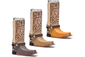 MEXART Mexican Leather Mini Texan Boot Tequila Shot - Original Artisan Bota Texana para Tequila 1 pc (Assorted Colors)