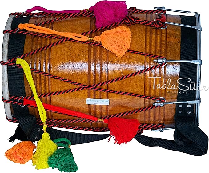Bhangra Dhol MAHARAJA Natural, Barrel Shaped, Padded Bag, Beaters
