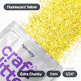 Hemway Fluorescent UV Neon Yellow Glitter 100g Extra Chunky view 4