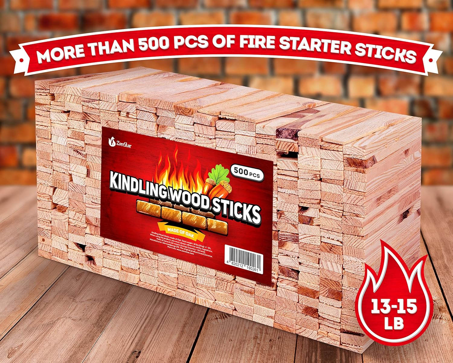 Kindling Wood 500 pc Better Than Fatwood Fire Starter Sticks - for Indoor and Outdoor Use - Firestarter for Wood Stove and fire Pit - 13.5 lbs: Sports & Outdoors
