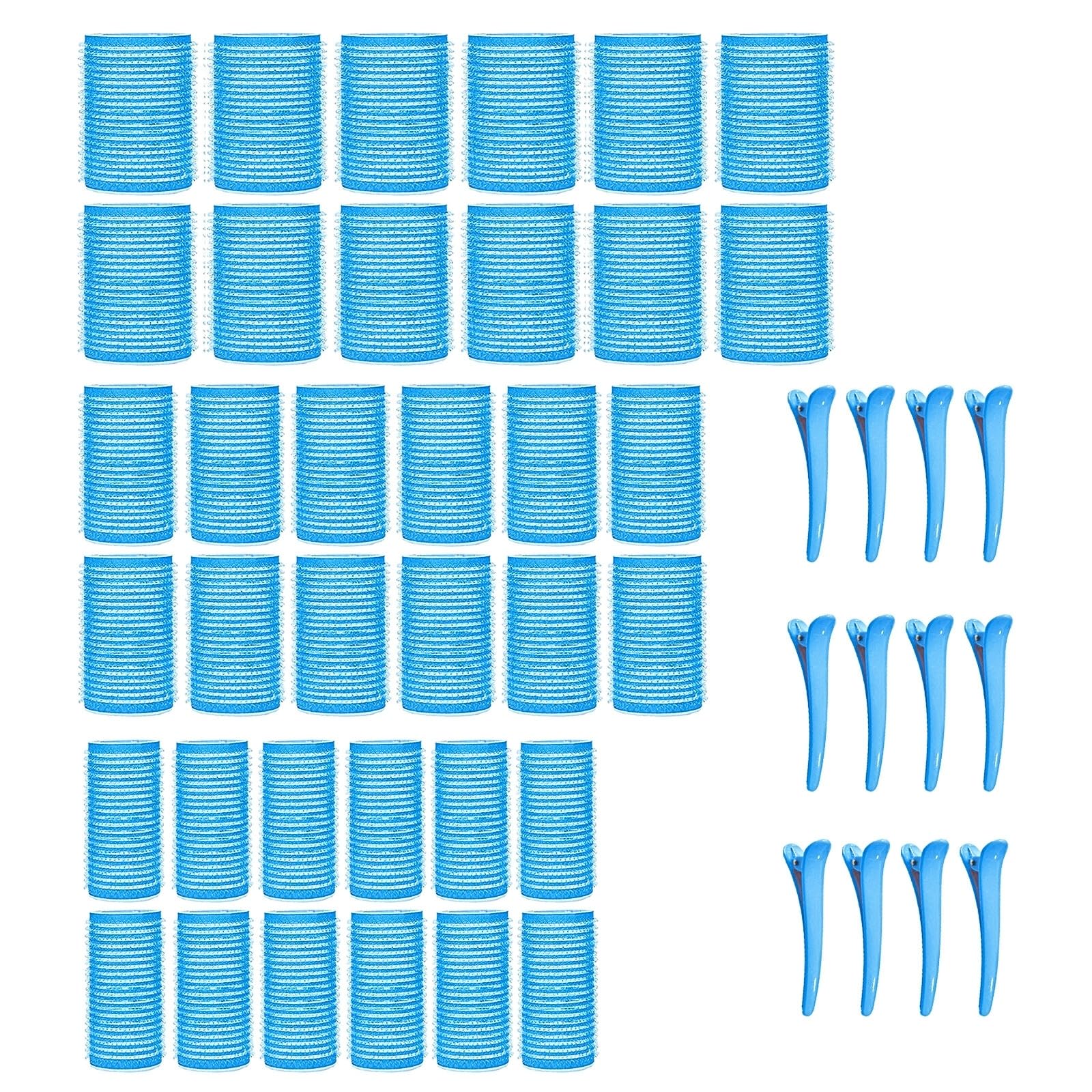 KEYRI 48PCS Hair Rollers Set Hair Rollers with Clips Self Grip Jumbo Hair Roller No Heat Heatless Hair Roller for Long Medium Short Hair Styling Hairs Salon Hairdressing Curlers (Blue, 3 Size)
