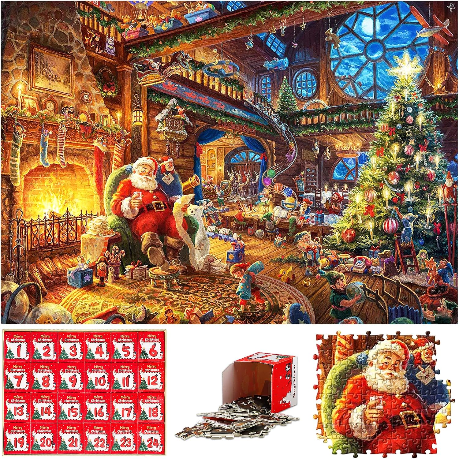 Advent Calendars - Advent Calendar 2023 Christmas Puzzles, 24 Days Countdown Calendar Christmas Puzzle for Kids Adults, Christmas Gifts for Boys Girls, 1008 Pieces Puzzle Advent Calendar Game Home Decor