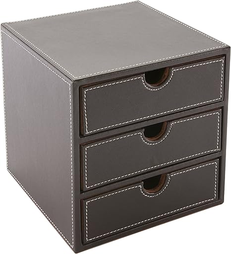 Osco Faux Leather 3 Drawer Cube Brown Amazon Co Uk Office Products