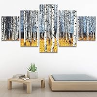 SIGNWIN Framed Canvas Wall Art Black and White Aspen Trees Fall Colors Coastal Ocean Photography Modern Art Contemporary Panoramic Relax/Calm for Living Room, Bedroom, Office - 60