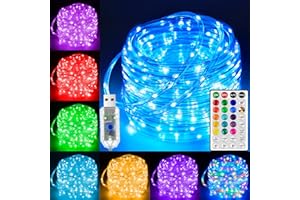 Ollny USB Rope Lights Color Changing, 33FT 100 LED String Lights with Remote, 18 Colors Christmas Light for Indoor Bedroom Party Wedding Holiday Decorations