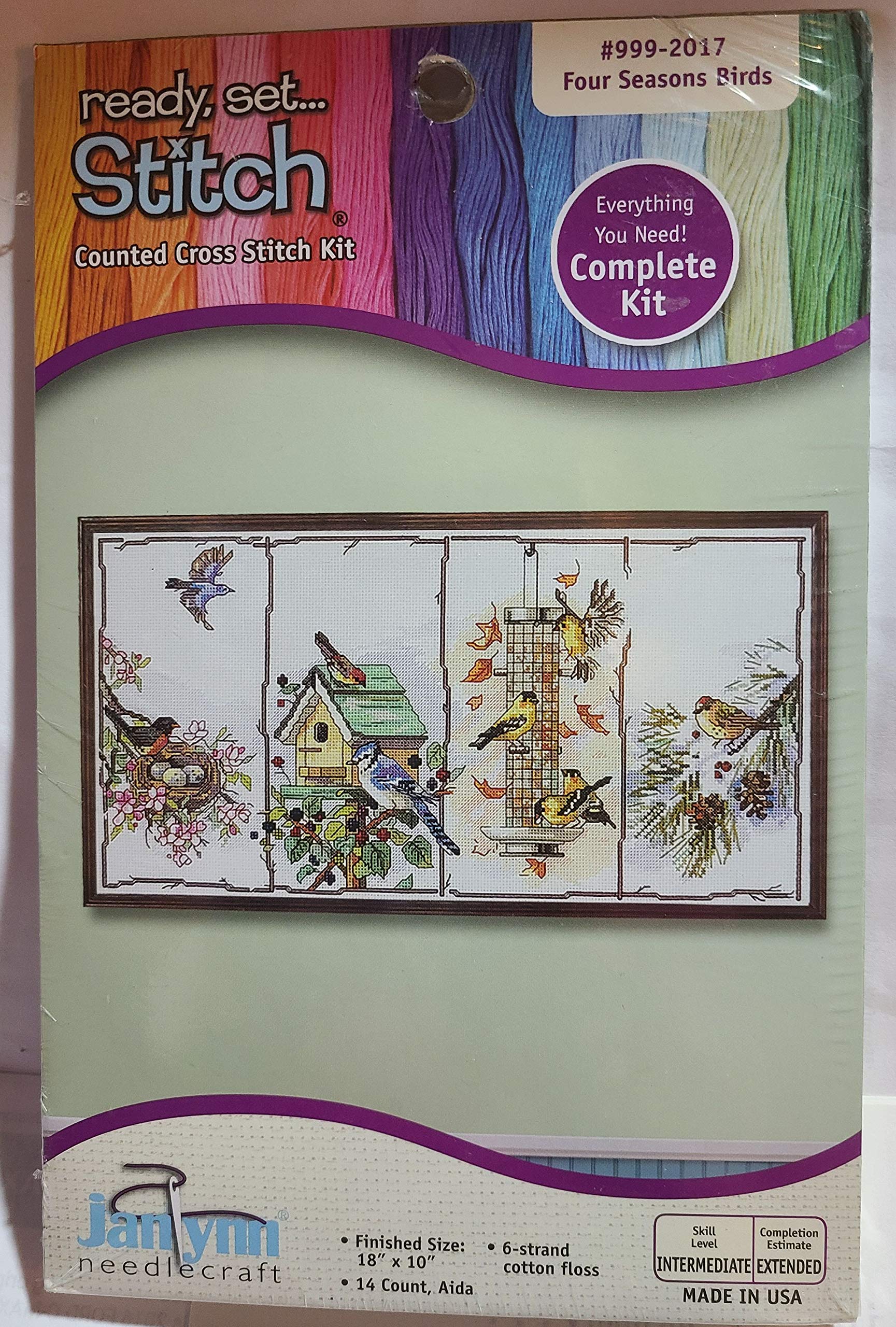 Janlynn Ready, Set...Stitch 4 Seasons Birds Counted Cross Stitch Kit