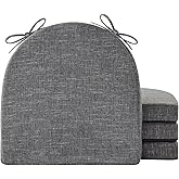 IPYNBAP Chair Cushions for Dining Chairs with Ties and Removable Cover, Dining Kitchen Chair Pads with Non-Slip Bottom, High-Resilience Indoor Seat Cushions, 16'' x 16'' x 2'', Set of 4, Dark Grey