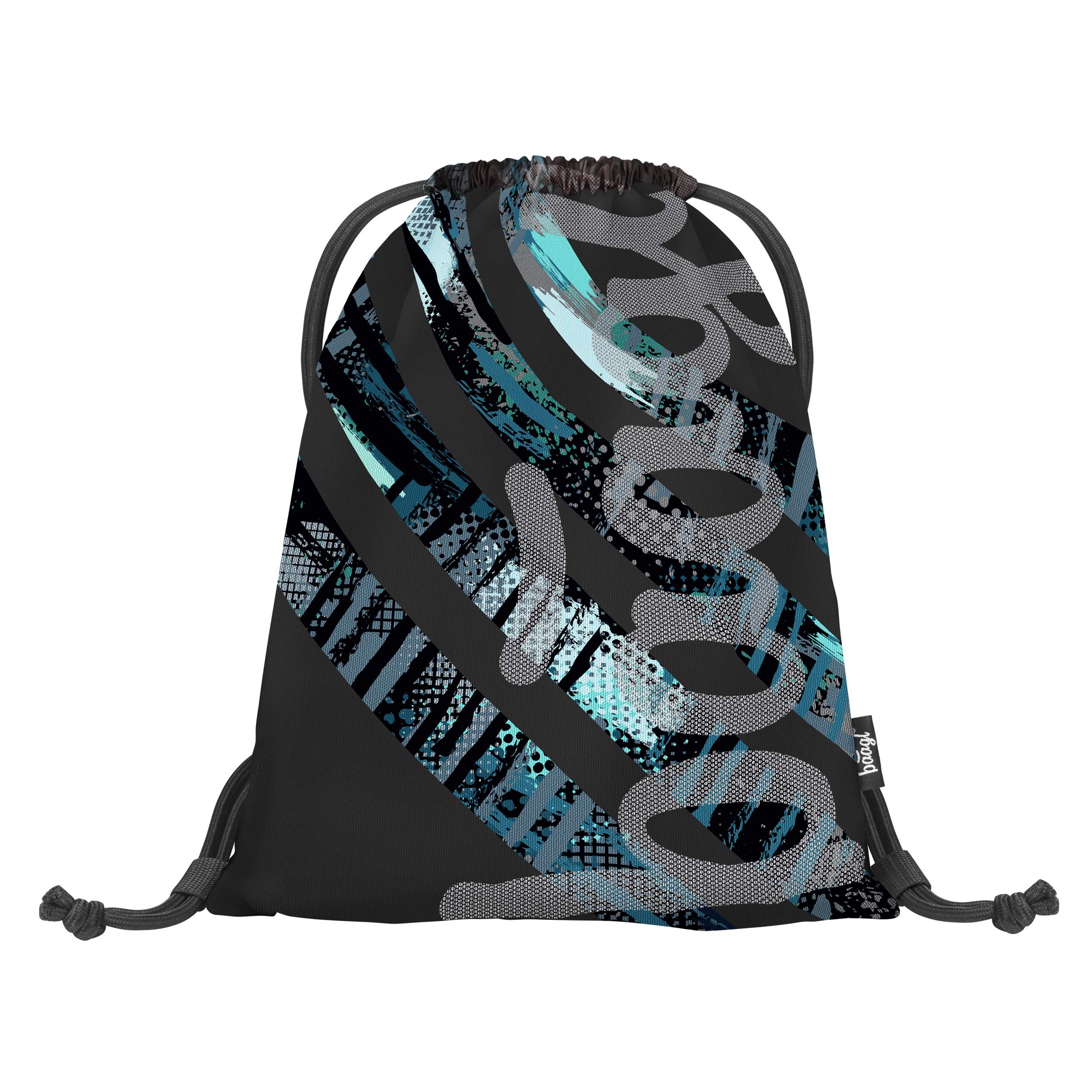 Baagl Drawstring Bag for Boys and Girls, Blue Kids Sports Lightweight Gym Sack, Compact Children Shoe Bag, PE School Pull String Bag (Skate Structures)