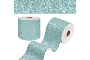 WESTICK Teal Glitter Mirror Frame Border Peel and Stick Wallpaper Border Decorative Bulletin Board Boders Sticker Aqua Blue Glitter Contact Paper Trim for Blackboard Home DIY Crafts Bathroom 160"x4"