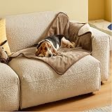 LE SURE Waterproof Dog Blanket 100x80cm Reversible Fleece Plush Camel view 6
