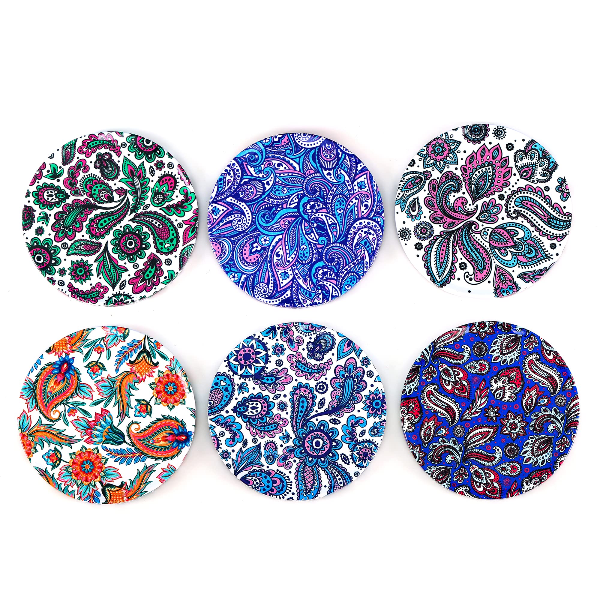 OKAEI Cork Coasters (Set of 6) with Mandala Design - Coaster Glasses with Holder for Drinks - Absorbent & Absorbent - With Metal Box