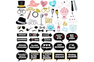 Wedding Photo Booth Props DIY Kit, Konsait Wedding Photo Prop with Wooden Dowels (53 Counts)