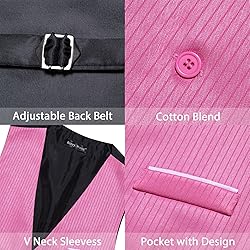 Barry.Wang Mens Pink Formal Vest Striped V-neck