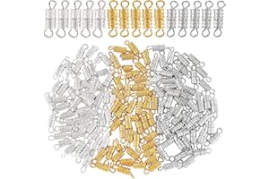 WEWAYSMILE 150 Sets 3 Color Brass Turnbuckle 13~14.5x3.5mm Barrel Screw Clasps Jewelry End Tip Caps 2mm Hole Tube Fastener Rope End Cap for DIY Necklace Bracelet Jewelry Making