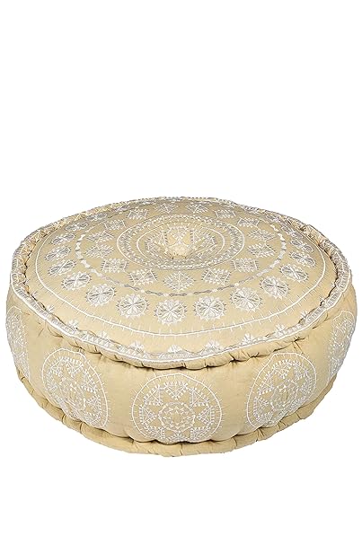 Orientalischer runder Pouf aus Baumwolle 75cm inklusive Füllung | Marokkanisches Sitzkissen Sitzpouf Kissen Himdaja ø 75cm Ru