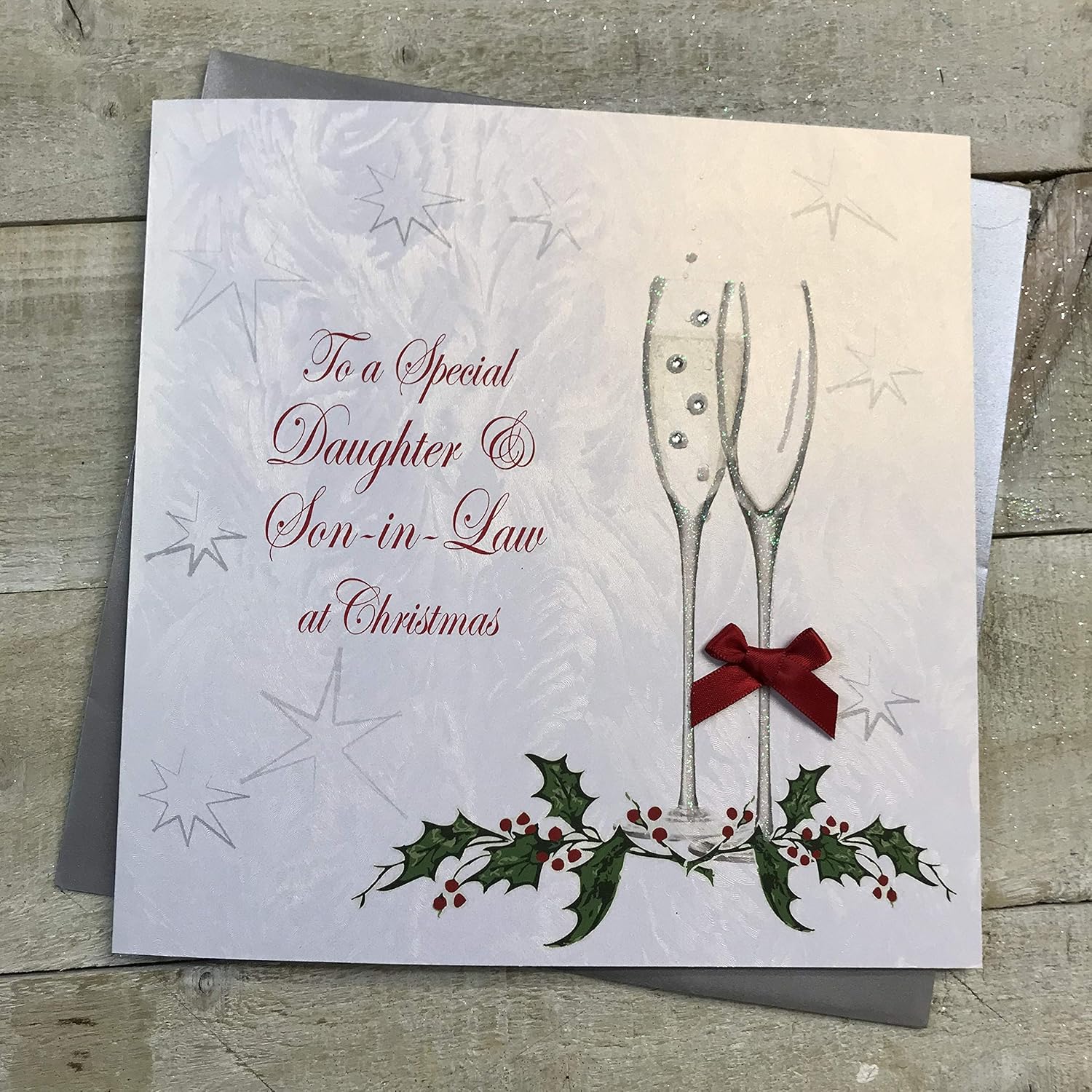 white cotton cards XC5 To a Special Daughter and Son In-Law At Christmas Handmade Large Christmas Card, White
