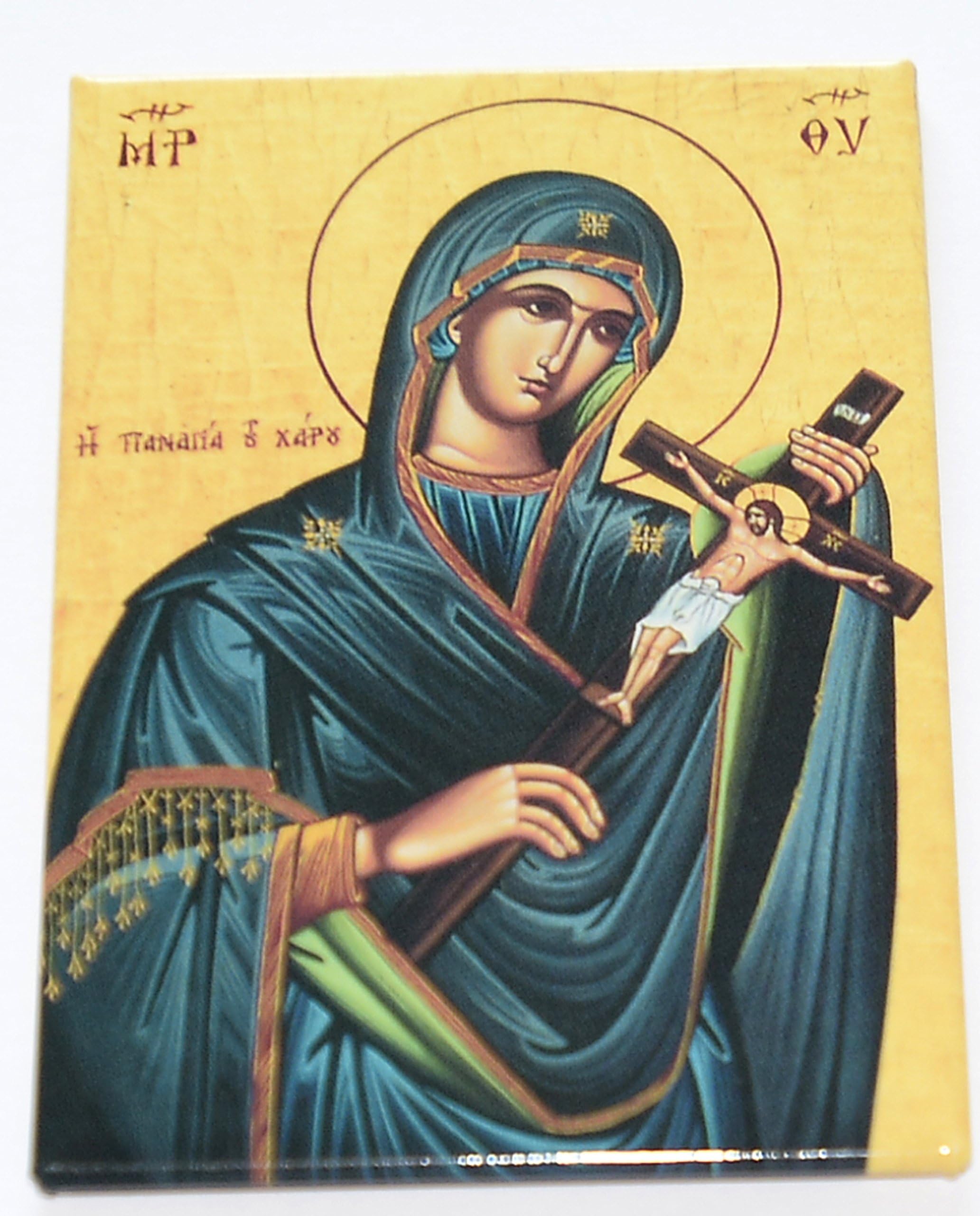 Fridge Magnet Mary Mother of Jesus The Virgin Mary Holding Cross Of Jesus Christ The Savior Icon
