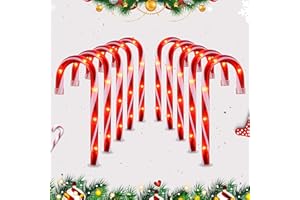 ULTIMATE UNICORN 10" Christmas Candy Cane Lights (10PCS) for Landscape Decoration,Red & White Pathway Makers Lights (Include Stakes)