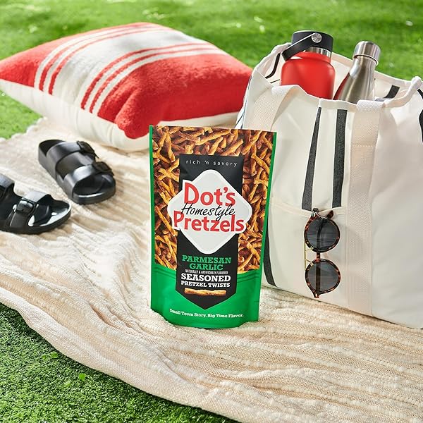 DOT’S HOMESTYLE PRETZELS PARMESAN GARLIC SEASONED PRETZEL TWIST SNACK, 16OZ GROCERY SIZED BAG