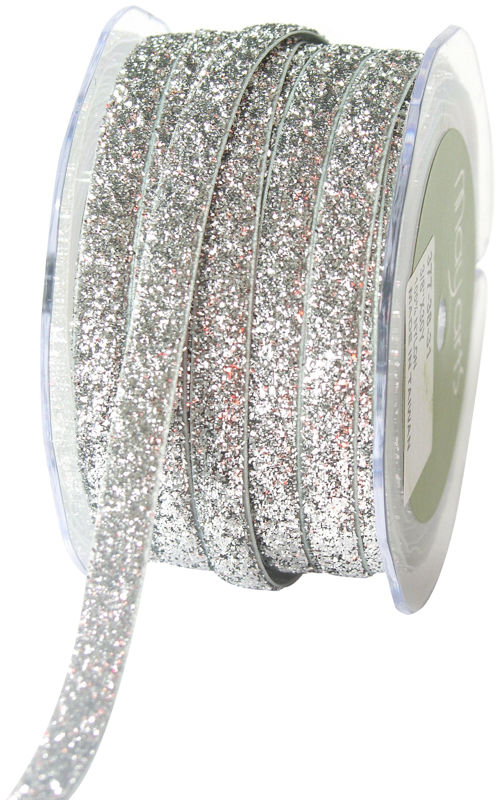 Photo 1 of May Arts 3/8-Inch Wide Ribbon, Silver Metallic Velvet
