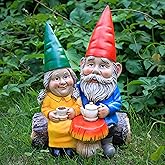 Smadeer Garden Gnome Statue for Outdoor Decoration,Couple in Love Gnome Figurine for Patio Yard Lawn Outside Porch Decor,Garden Sculptures & Statues,Coffee Knome Romantic Forever Love