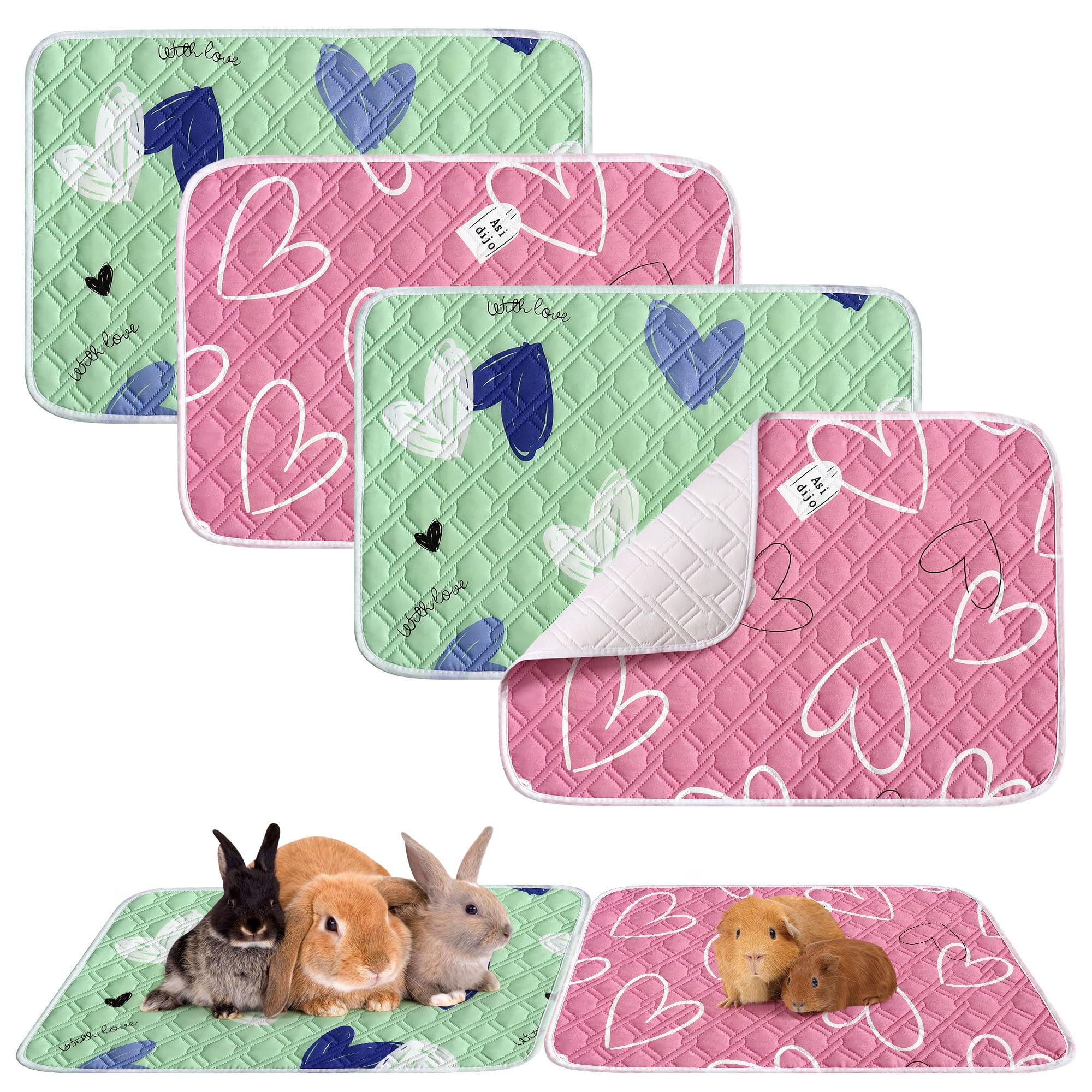 4 Pack Guinea Pig Cage Liner Guinea Pig Bedding Reusable Fast Absorbent Waterproof Puppy Pee Pads Washable Air Dried Pee Mat for Small Animals Pet Cat Chinchillas Hamster Rabbit Bedding 27‘’ x 19‘’