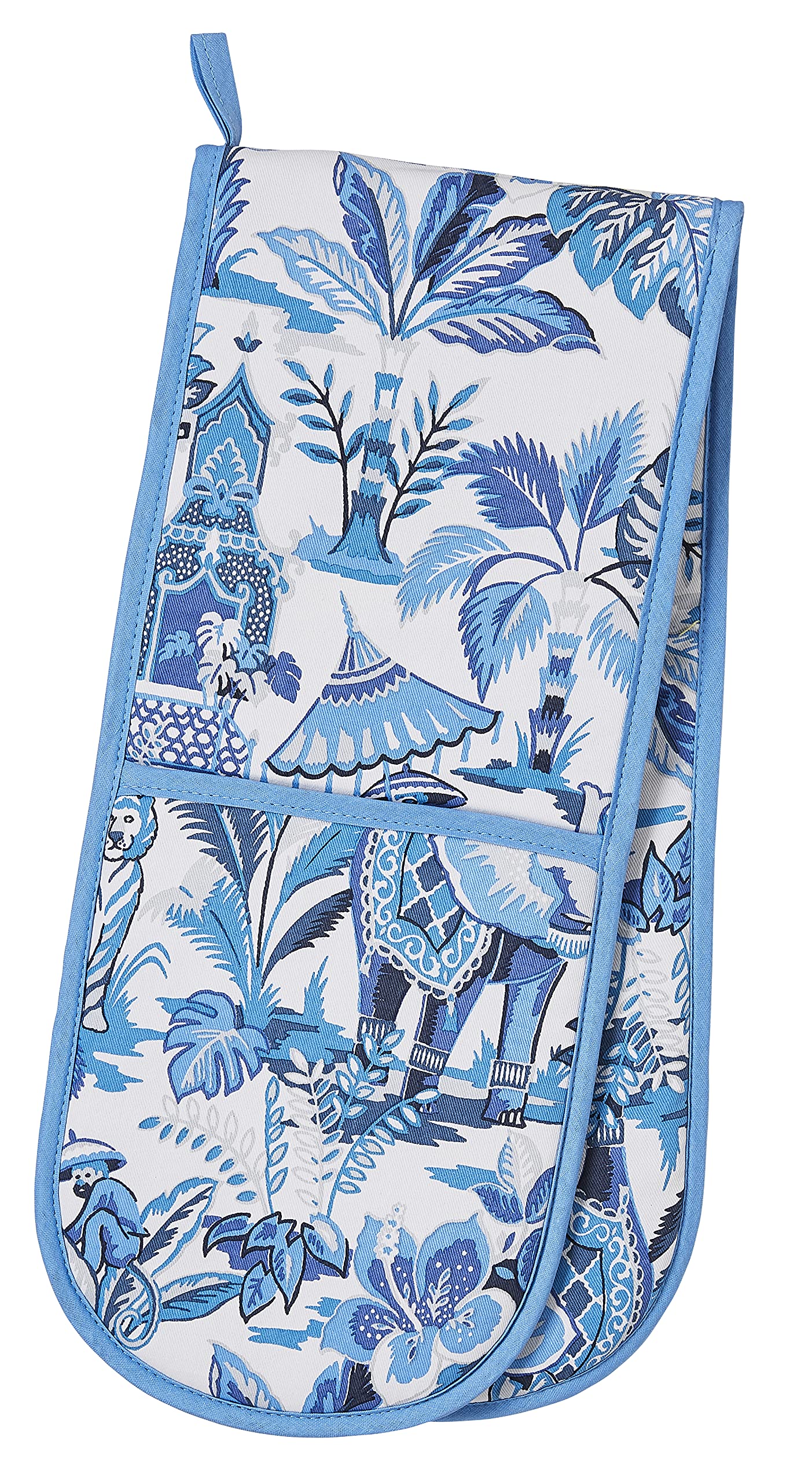 Ulster Weavers - Blue Elephants Double Oven Gloves (88 x 18cm) - 100% Cotton - Blue Oven Gloves Heat Resistant - Washable - Elephant Oven Gloves - Elephant Kitchen Accessories - Elephant Gifts