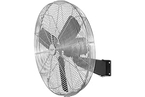 Comfort Zone Oscillating High Velocity Industrial Wall Fan, 30 inch, 2 Speed, All Metal, Adjustable Angle & Tilt, Steel Mounting Bracket, Aluminum Blades, Ideal for Garage or Workshop, CZHVW30EX