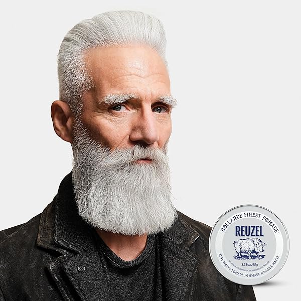 REUZEL CLAY MATTE POMADE, MEDIUM ALL DAY HOLD, WATER SOLUBLE STYLING, MATTE FINISH AND FLAKE FREE, EASY TO WASH OUT, FOR ALL HAIR TYPES